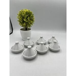 La Petite Potiere Mini Tagine Set of 7 White Porcelain Individual Serving Bowls